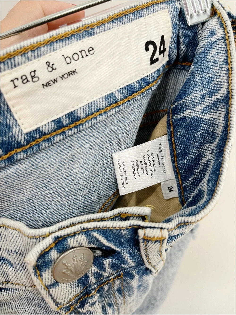 rag & bone Vintage Bermuda Denim Shorts 24 Raw Hem High Rise Light Wash Distress